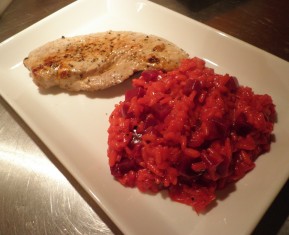 Skinkesnitzel og rødbederisotto - risotto på rødbede